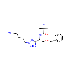 CC(C)(N)C(=O)N[C@H](COCc1ccccc1)c1nnn(CCCCC#N)n1 ZINC000028825102