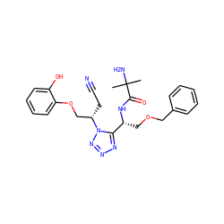 CC(C)(N)C(=O)N[C@H](COCc1ccccc1)c1nnnn1[C@@H](CC#N)COc1ccccc1O ZINC000029127221