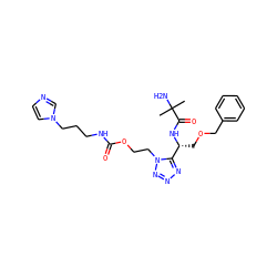 CC(C)(N)C(=O)N[C@H](COCc1ccccc1)c1nnnn1CCOC(=O)NCCCn1ccnc1 ZINC000014977519