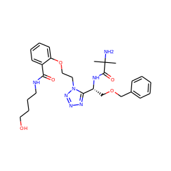 CC(C)(N)C(=O)N[C@H](COCc1ccccc1)c1nnnn1CCOc1ccccc1C(=O)NCCCCO ZINC000029048850