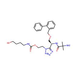 CC(C)(N)C(=O)N[C@H](COCc1ccccc1-c1ccccc1)c1nnnn1CCOC(=O)NCCCCO ZINC000029041222