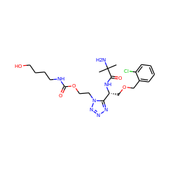 CC(C)(N)C(=O)N[C@H](COCc1ccccc1Cl)c1nnnn1CCOC(=O)NCCCCO ZINC000029041228