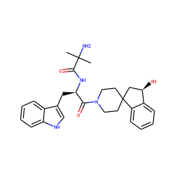 CC(C)(N)C(=O)N[C@H](Cc1c[nH]c2ccccc12)C(=O)N1CCC2(CC1)C[C@@H](O)c1ccccc12 ZINC000013687569