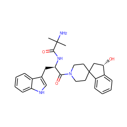 CC(C)(N)C(=O)N[C@H](Cc1c[nH]c2ccccc12)C(=O)N1CCC2(CC1)C[C@H](O)c1ccccc12 ZINC000028257675