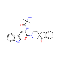 CC(C)(N)C(=O)N[C@H](Cc1c[nH]c2ccccc12)C(=O)N1CCC2(CC1)Cc1ccccc1C2=O ZINC000038157280