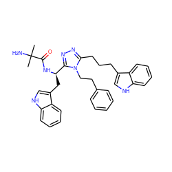 CC(C)(N)C(=O)N[C@H](Cc1c[nH]c2ccccc12)c1nnc(CCCc2c[nH]c3ccccc23)n1CCc1ccccc1 ZINC000036349207