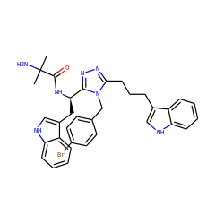 CC(C)(N)C(=O)N[C@H](Cc1c[nH]c2ccccc12)c1nnc(CCCc2c[nH]c3ccccc23)n1Cc1ccc(Br)cc1 ZINC000049778186