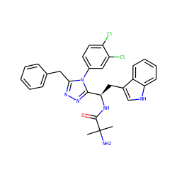 CC(C)(N)C(=O)N[C@H](Cc1c[nH]c2ccccc12)c1nnc(Cc2ccccc2)n1-c1ccc(Cl)c(Cl)c1 ZINC000028635676