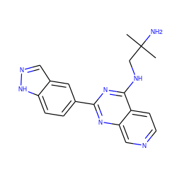 CC(C)(N)CNc1nc(-c2ccc3[nH]ncc3c2)nc2cnccc12 ZINC000212415040