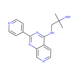 CC(C)(N)CNc1nc(-c2ccncc2)nc2cnccc12 ZINC000299824180