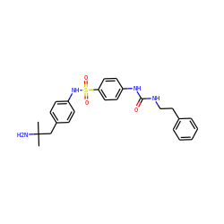 CC(C)(N)Cc1ccc(NS(=O)(=O)c2ccc(NC(=O)NCCc3ccccc3)cc2)cc1 ZINC000049020075