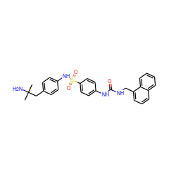 CC(C)(N)Cc1ccc(NS(=O)(=O)c2ccc(NC(=O)NCc3cccc4ccccc34)cc2)cc1 ZINC000049113188