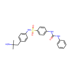 CC(C)(N)Cc1ccc(NS(=O)(=O)c2ccc(NC(=O)Nc3ccccc3)cc2)cc1 ZINC000049089710