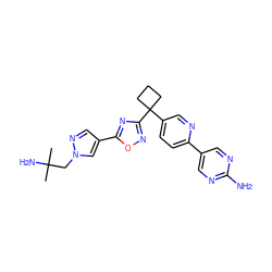 CC(C)(N)Cn1cc(-c2nc(C3(c4ccc(-c5cnc(N)nc5)nc4)CCC3)no2)cn1 ZINC000096175556
