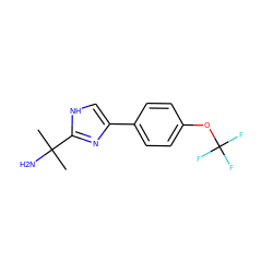 CC(C)(N)c1nc(-c2ccc(OC(F)(F)F)cc2)c[nH]1 ZINC000088131135