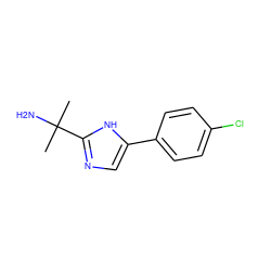 CC(C)(N)c1ncc(-c2ccc(Cl)cc2)[nH]1 ZINC000083837649