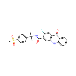 CC(C)(NC(=O)c1cc2[nH]c3ccccc3c(=O)c2cc1F)c1ccc(S(C)(=O)=O)cc1 ZINC000014970326