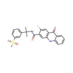 CC(C)(NC(=O)c1cc2[nH]c3ccccc3c(=O)c2cc1F)c1cccc(S(C)(=O)=O)c1 ZINC000014970330