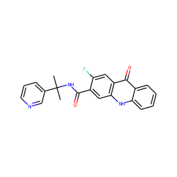 CC(C)(NC(=O)c1cc2[nH]c3ccccc3c(=O)c2cc1F)c1cccnc1 ZINC000014970318