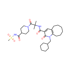 CC(C)(NC(=O)c1cc2c(n(CC3CCCCC3)c1=O)CCCCCC2)C(=O)N1CCC(C(=O)NS(C)(=O)=O)CC1 ZINC000084596623