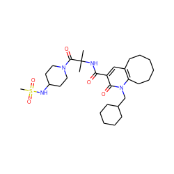 CC(C)(NC(=O)c1cc2c(n(CC3CCCCC3)c1=O)CCCCCC2)C(=O)N1CCC(NS(C)(=O)=O)CC1 ZINC000084596622