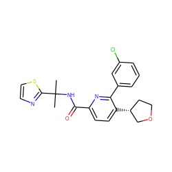 CC(C)(NC(=O)c1ccc([C@@H]2CCOC2)c(-c2cccc(Cl)c2)n1)c1nccs1 ZINC000206687210