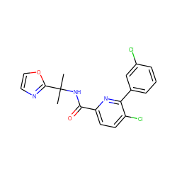 CC(C)(NC(=O)c1ccc(Cl)c(-c2cccc(Cl)c2)n1)c1ncco1 ZINC000207731308