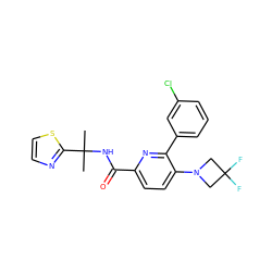 CC(C)(NC(=O)c1ccc(N2CC(F)(F)C2)c(-c2cccc(Cl)c2)n1)c1nccs1 ZINC000207734000