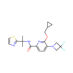 CC(C)(NC(=O)c1ccc(N2CC(F)(F)C2)c(OCC2CC2)n1)c1nccs1 ZINC000207730302