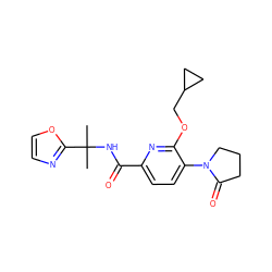 CC(C)(NC(=O)c1ccc(N2CCCC2=O)c(OCC2CC2)n1)c1ncco1 ZINC000206692861