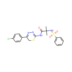 CC(C)(NS(=O)(=O)c1ccccc1)C(=O)NC1=NN=C(c2ccc(Cl)cc2)CS1 ZINC000013864150