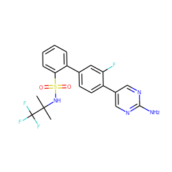CC(C)(NS(=O)(=O)c1ccccc1-c1ccc(-c2cnc(N)nc2)c(F)c1)C(F)(F)F ZINC000224796152