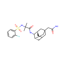 CC(C)(NS(=O)(=O)c1ccccc1F)C(=O)NC1[C@H]2CC3C[C@H]1CC(CC(N)=O)(C3)C2 ZINC000473128485