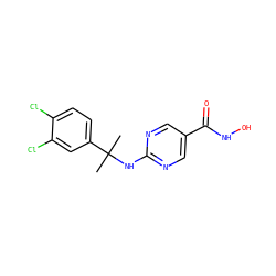 CC(C)(Nc1ncc(C(=O)NO)cn1)c1ccc(Cl)c(Cl)c1 ZINC000166662712