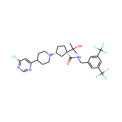 CC(C)(O)[C@]1(C(=O)NCc2cc(C(F)(F)F)cc(C(F)(F)F)c2)CC[C@@H](N2CCC(c3cc(Cl)ncn3)CC2)C1 ZINC000029041152