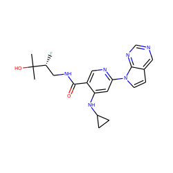 CC(C)(O)[C@H](F)CNC(=O)c1cnc(-n2ccc3cncnc32)cc1NC1CC1 ZINC001772633031