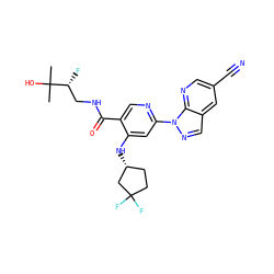 CC(C)(O)[C@H](F)CNC(=O)c1cnc(-n2ncc3cc(C#N)cnc32)cc1N[C@@H]1CCC(F)(F)C1 ZINC001772613041