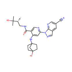 CC(C)(O)[C@H](F)CNC(=O)c1cnc(-n2ncc3cc(C#N)cnc32)cc1NC12CCC(O)(CC1)C2 ZINC001772658117