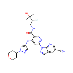 CC(C)(O)[C@H](F)CNC(=O)c1cnc(-n2ncc3cc(C#N)cnc32)cc1Nc1cnn(C2CCOCC2)c1 ZINC001772636946