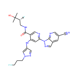 CC(C)(O)[C@H](F)CNC(=O)c1cnc(-n2ncc3cc(C#N)cnc32)cc1Nc1cnn(CCCF)c1 ZINC001772598941