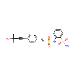 CC(C)(O)C#Cc1ccc(/C=C/S(=O)(=O)Nc2ccccc2S(N)(=O)=O)cc1 ZINC000147911264