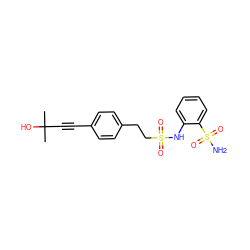 CC(C)(O)C#Cc1ccc(CCS(=O)(=O)Nc2ccccc2S(N)(=O)=O)cc1 ZINC000148547810