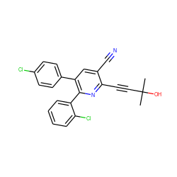 CC(C)(O)C#Cc1nc(-c2ccccc2Cl)c(-c2ccc(Cl)cc2)cc1C#N ZINC000028903044