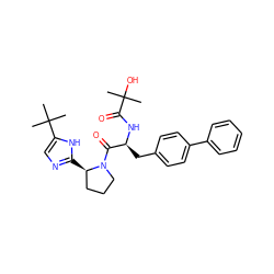 CC(C)(O)C(=O)N[C@@H](Cc1ccc(-c2ccccc2)cc1)C(=O)N1CCC[C@H]1c1ncc(C(C)(C)C)[nH]1 ZINC000064538994