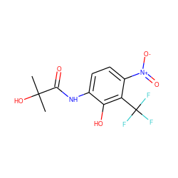 CC(C)(O)C(=O)Nc1ccc([N+](=O)[O-])c(C(F)(F)F)c1O ZINC000095607315