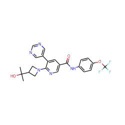 CC(C)(O)C1CN(c2ncc(C(=O)Nc3ccc(OC(F)(F)F)cc3)cc2-c2cncnc2)C1 ZINC000224446900