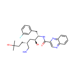 CC(C)(O)CC[C@@H](CN)C[C@H](O)[C@H](Cc1cccc(F)c1)NC(=O)c1cnc2ccccc2n1 ZINC000028821509