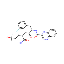 CC(C)(O)CC[C@H](C[C@H](O)[C@H](Cc1cccc(F)c1)NC(=O)c1cnc2ccccc2n1)C(N)=O ZINC000003948480