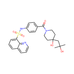 CC(C)(O)CC1(O)CCN(C(=O)c2ccc(NS(=O)(=O)c3cccc4cccnc34)cc2)CC1 ZINC000217620544