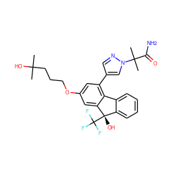 CC(C)(O)CCCOc1cc(-c2cnn(C(C)(C)C(N)=O)c2)c2c(c1)[C@@](O)(C(F)(F)F)c1ccccc1-2 ZINC000221392034